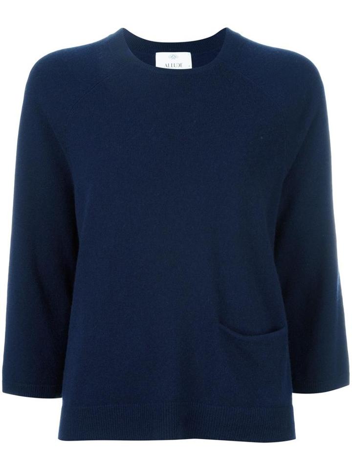 Allude Cropped Sleeves Jumper, Women's, Size: Medium, Blue, Cashmere