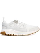 Neil Barrett Molecular Runner Sneakers, Men's, Size: 44, White, Nubuck Leather/leather/nylon/rubber