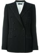 Dolce & Gabbana Double Breasted Blazer, Women's, Size: 46, Black, Silk/polyamide/spandex/elastane/virgin Wool