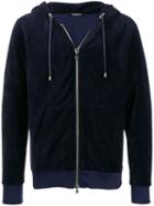 Balmain Velvet Zipped Hooded Jacket - Blue