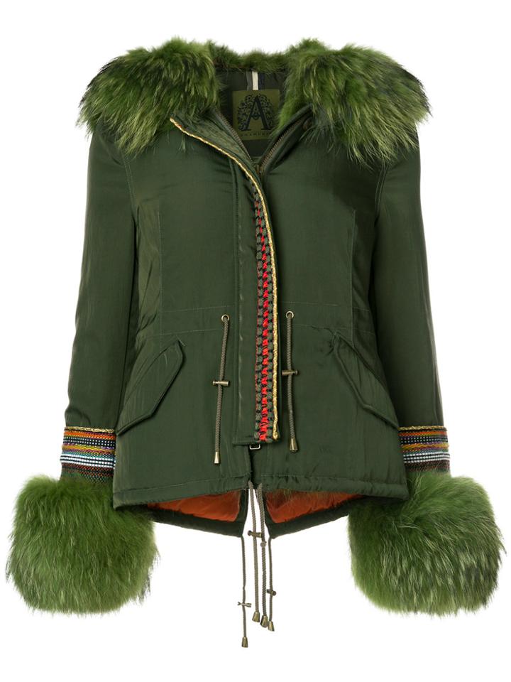 Alessandra Chamonix Parka Jacket With Fur Trim - Green