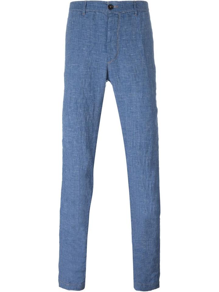 Massimo Alba Straight Trousers, Men's, Size: 46, Blue, Linen/flax