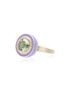 Alice Cicolini Silver Tile Oval Ring With Gold And Yellow Beryl -
