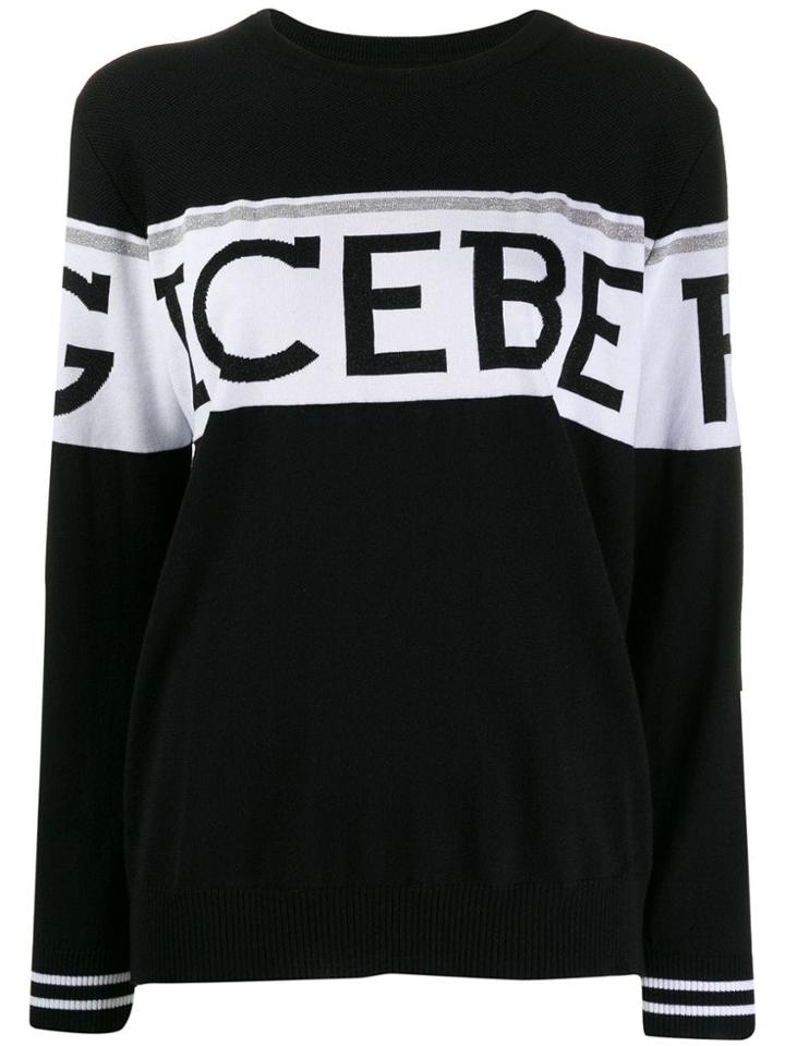 Iceberg Knit Logo Print Jumper - Black