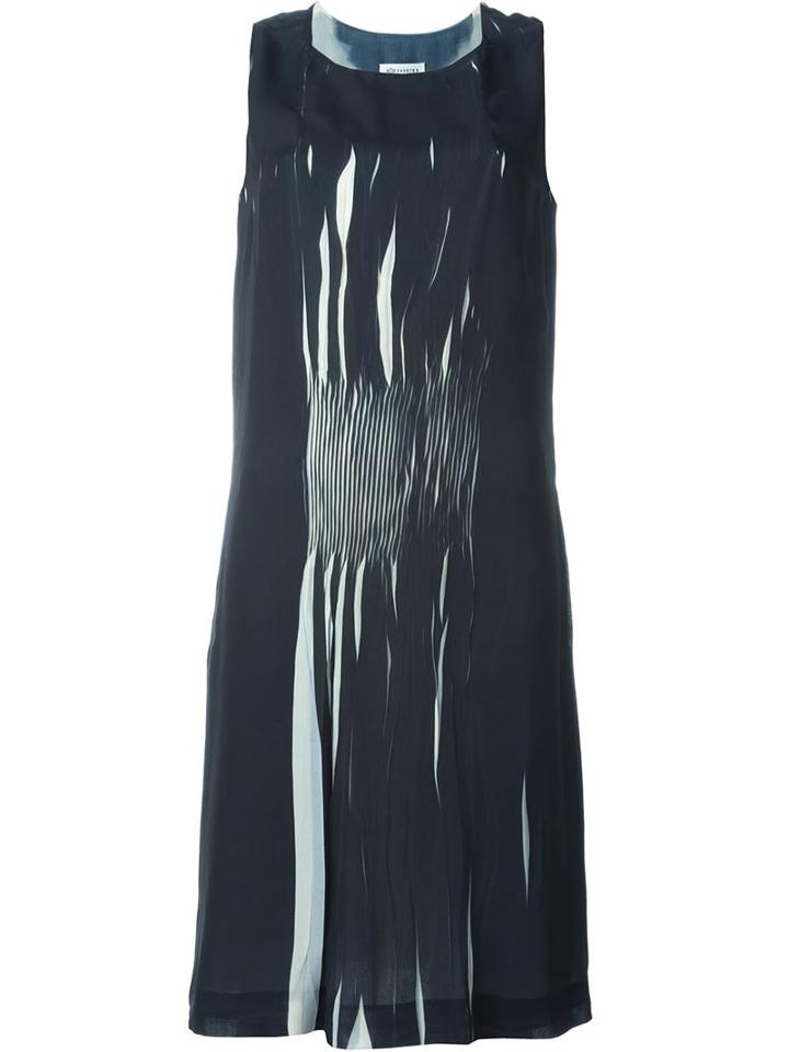 Maison Margiela Pleated Front Shift Dress, Women's, Size: 40, Black, Polyester