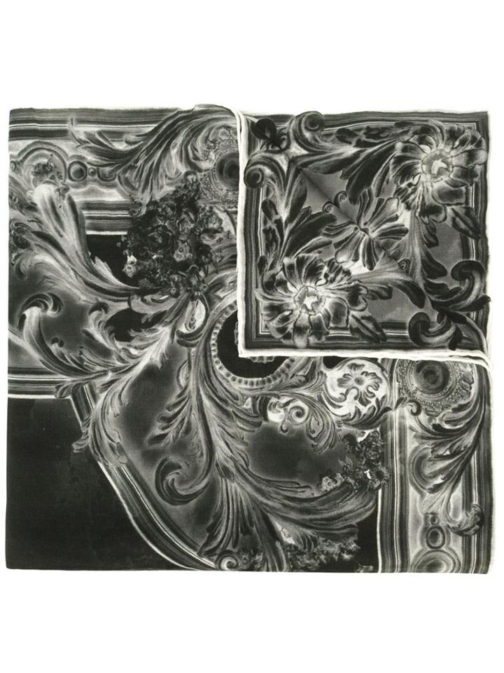 Balmain Painted Baroque Scarf, Women's, Grey, Cashmere/modal