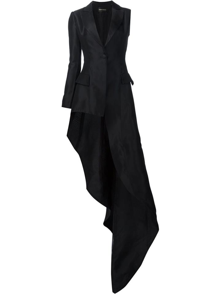 Christian Siriano Long Asymmetric Hem Blazer - Black