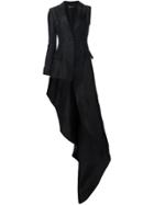 Christian Siriano Long Asymmetric Hem Blazer - Black