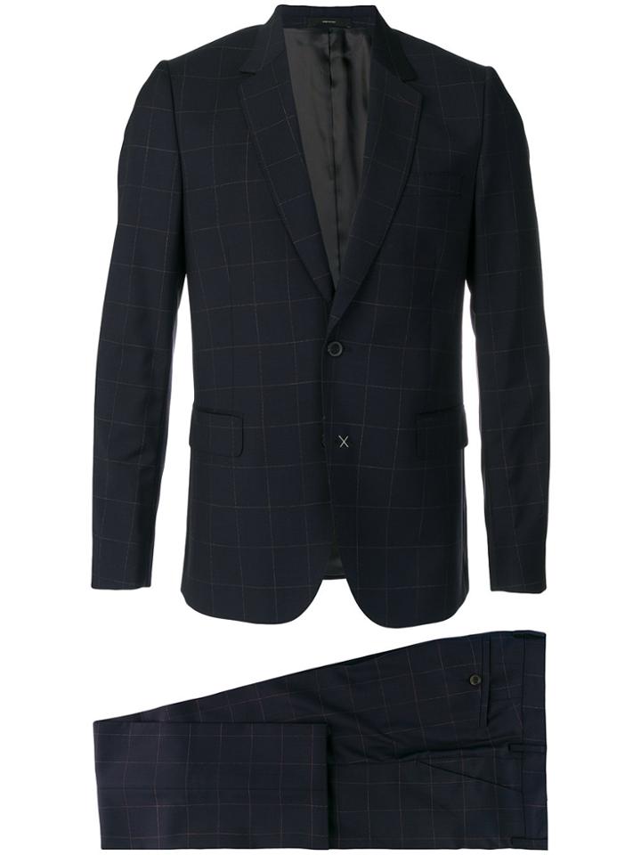 Paul Smith Check Print Suit - Blue