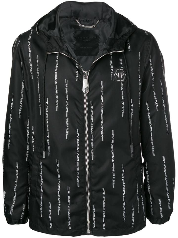 Philipp Plein All Over Logo Rainjacket - Black