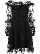 Alberta Ferretti - Abito Floral Mesh Dress - Women - Silk/polyester/acetate/other Fibers - 40, Black, Silk/polyester/acetate/other Fibers