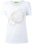 Versace Jeans Floral Beads T-shirt, Women's, Size: 40, White, Cotton/spandex/elastane