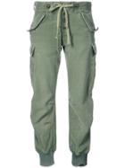 Greg Lauren Elasticated Waist Cargo Trousers - Green