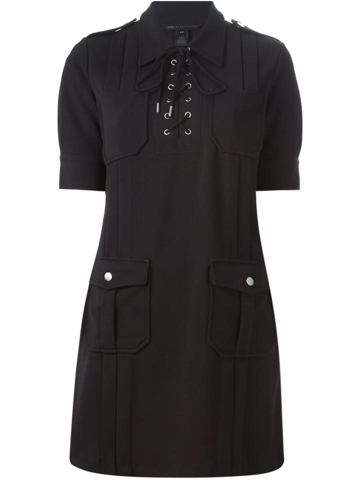 Marc By Marc Jacobs Lace-up Fastening Dress, Women's, Size: Large, Black, Polyester/spandex/elastane