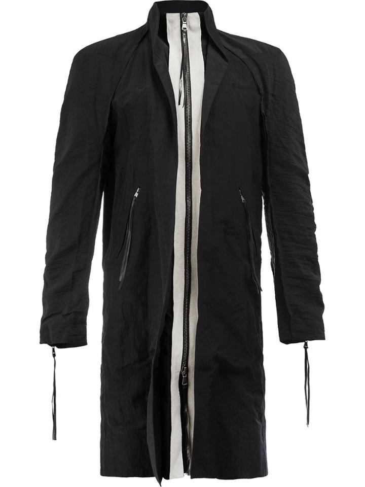 Cedric Jacquemyn Zip Up Contrast Coat - Black