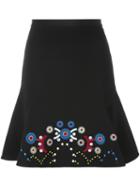 Peter Pilotto Embroidered A-line Skirt, Women's, Size: 8, Black, Acetate/viscose/spandex/elastane/polyester