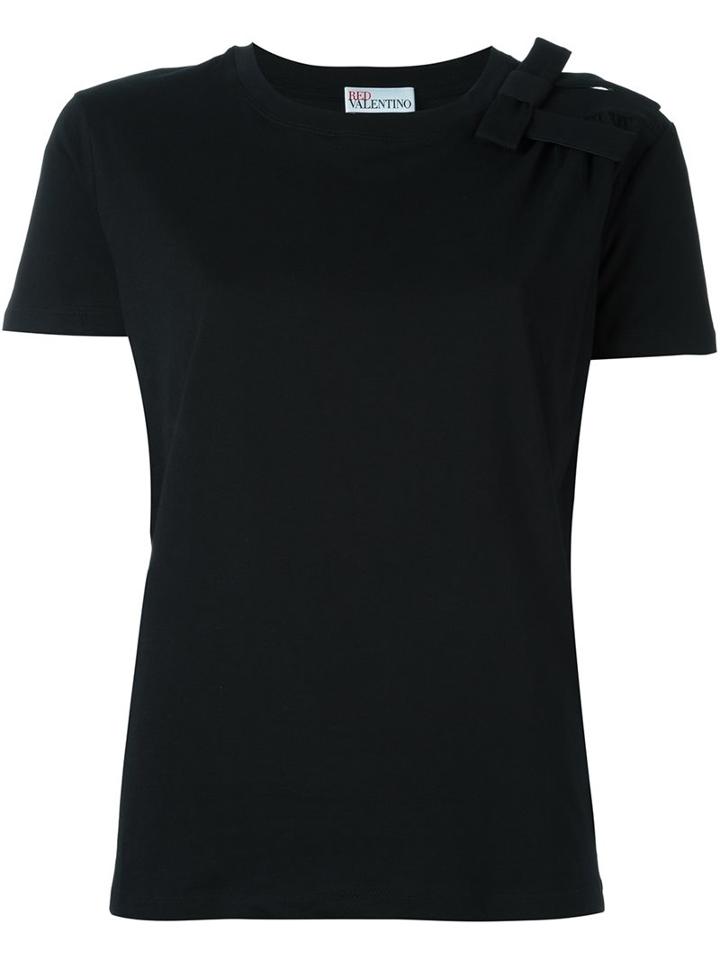 Red Valentino Bow Detail T-shirt, Women's, Size: Medium, Black, Cotton