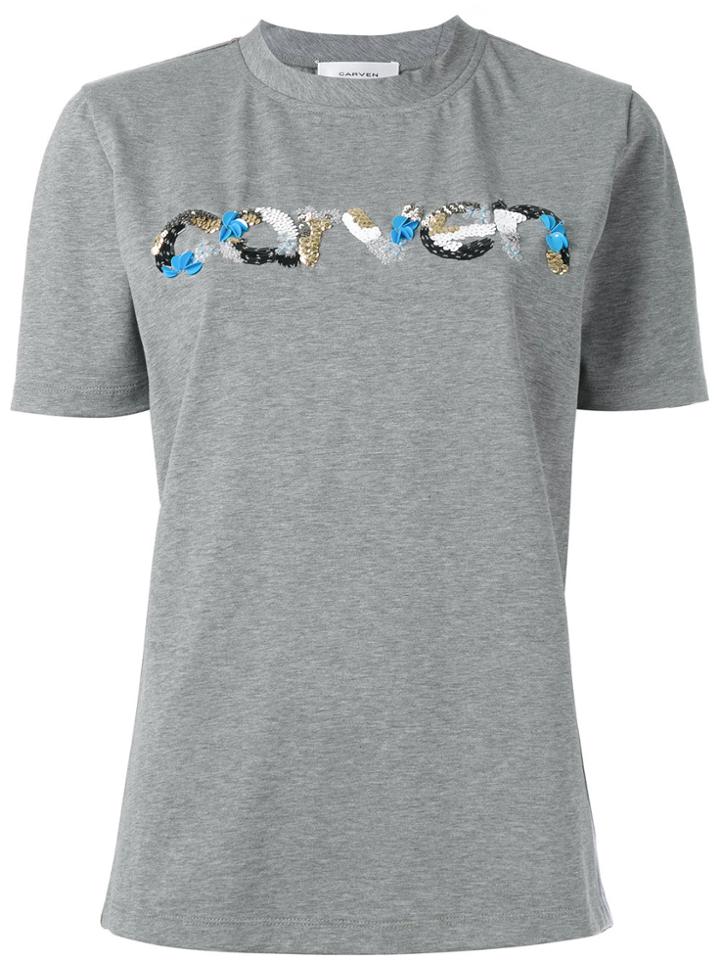 Carven Sequin Logo T-shirt - Grey