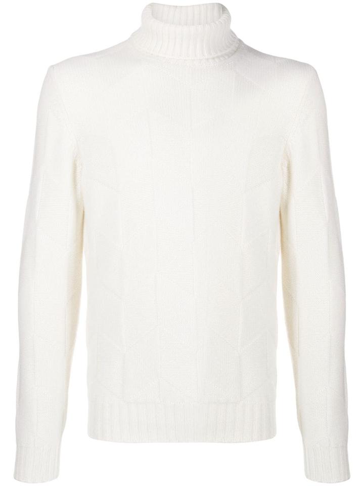 Barba Knitted Roll Neck - White