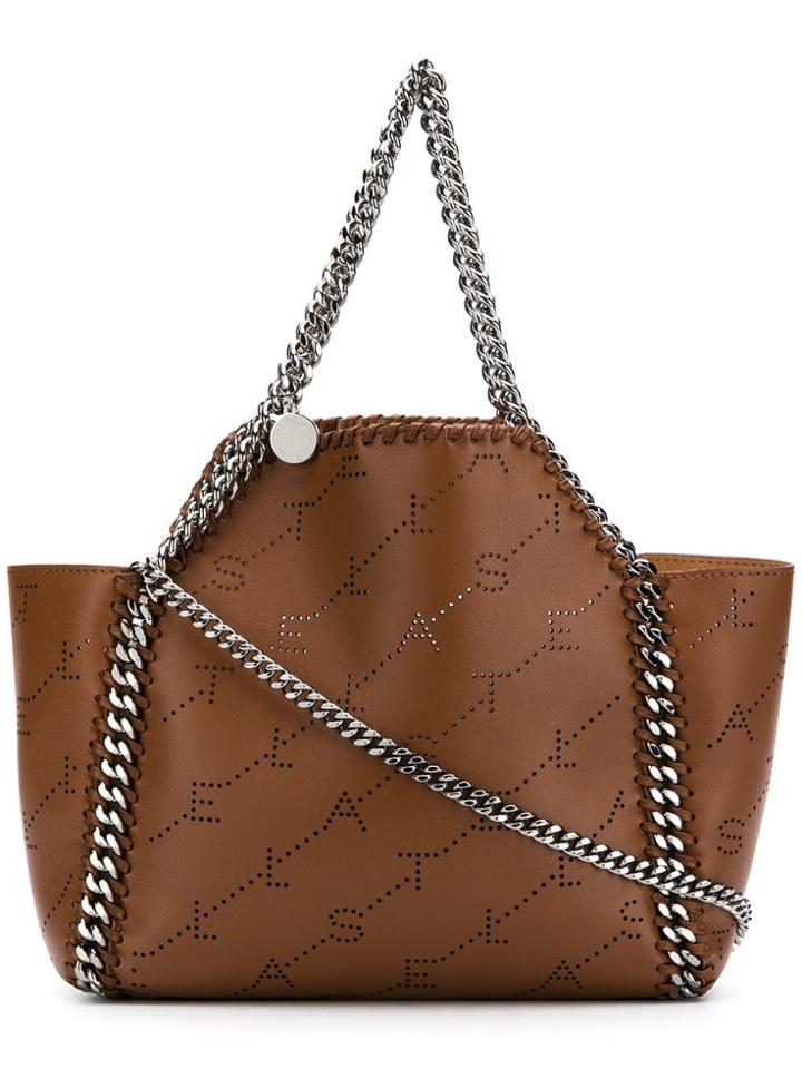Stella Mccartney Logo Perforated Falabella Shoulder Bag - Brown