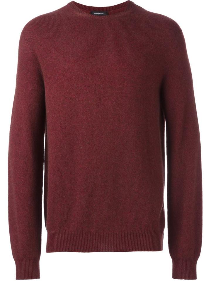 Ermenegildo Zegna Crew Neck Jumper, Men's, Size: 56, Pink/purple, Yak
