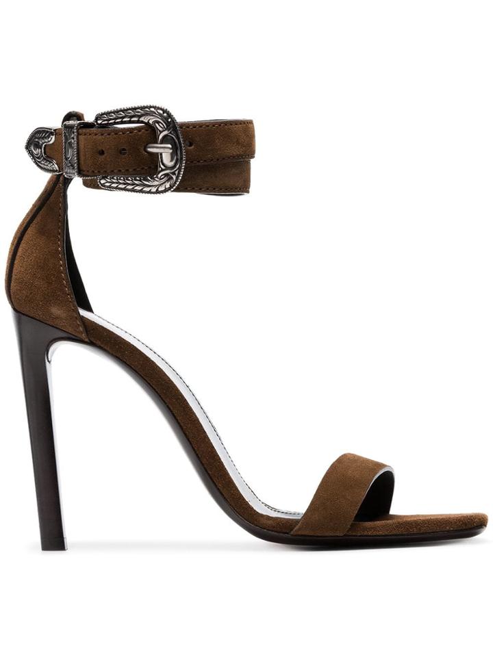 Saint Laurent Mica 105 Suede Sandals - Brown