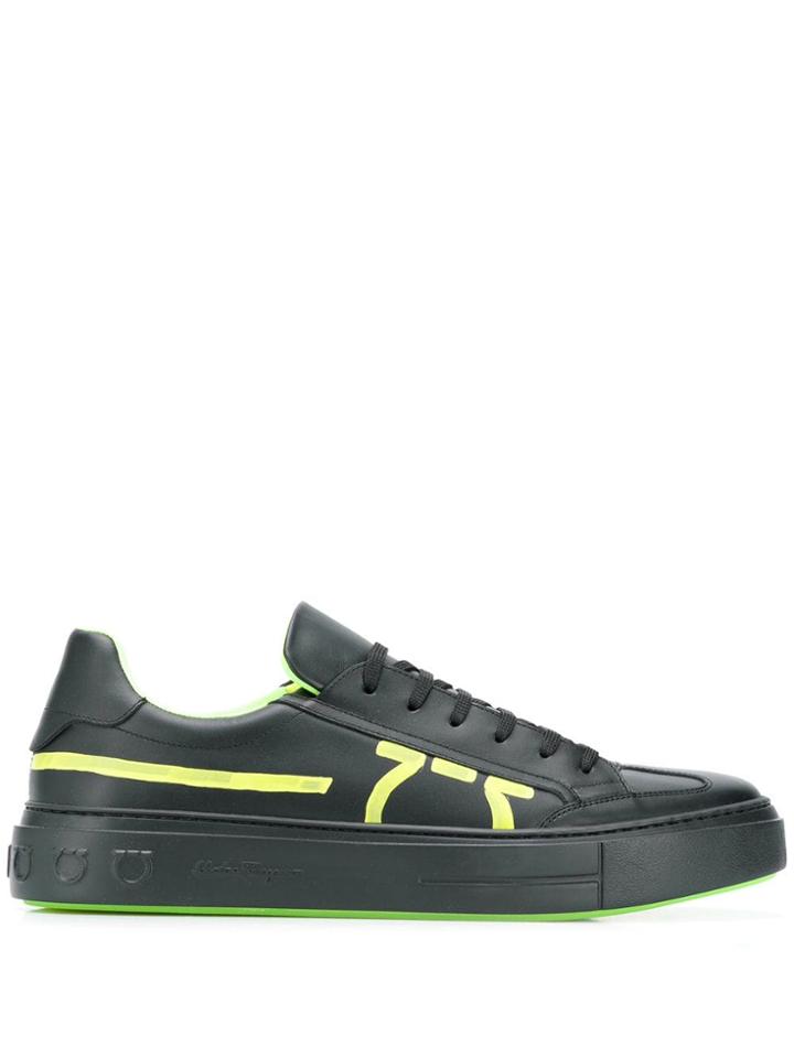 Salvatore Ferragamo Logo Print Sneakers - Black