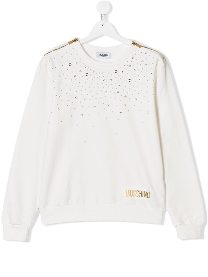 Moschino Kids Teen Studded Detail Sweatshirt - White