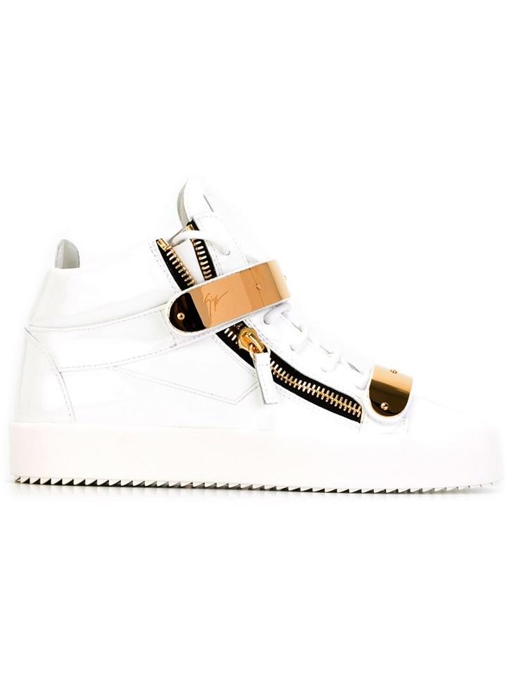 Giuseppe Zanotti Design Coby Hi-top Sneakers, Men's, Size: 40, White, Leather/rubber