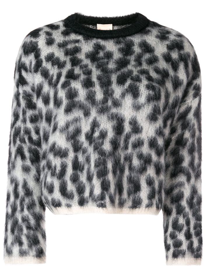 Nude Leopard Print Jumper - Grey