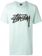 Stussy Logo Print T-shirt, Men's, Size: Xl, Blue, Cotton