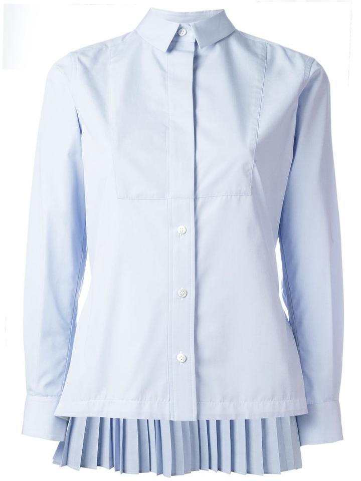 Sacai Pleated Back Shirt, Women's, Size: Iii, Blue, Cotton/polyester