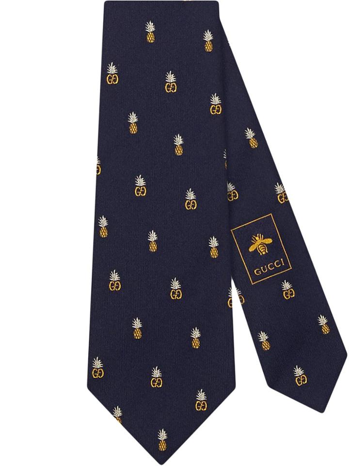 Gucci Double G Pineapple Tie - Blue