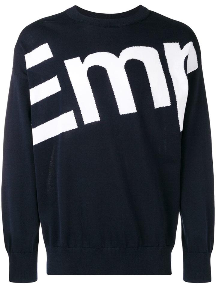 Emporio Armani Logo Knitted Jumper - Blue