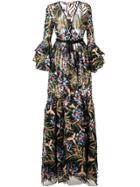 Dvf Diane Von Furstenberg Floral Sheer Maxi Dress - Black