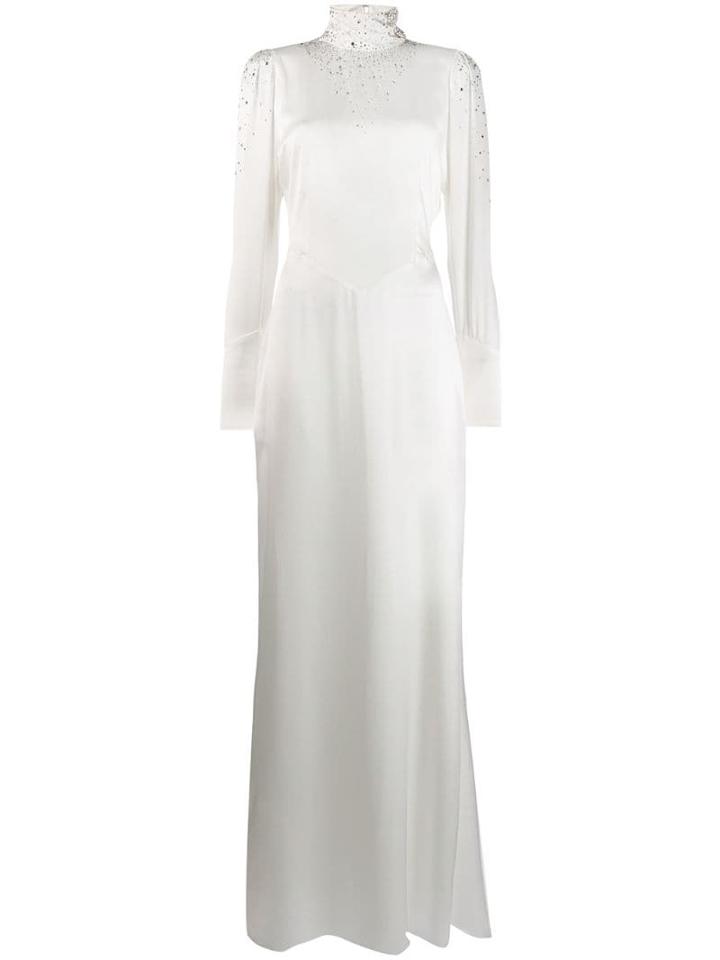 Alessandra Rich Crystal Embellished Gown - White