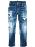 Dsquared2 Boyfriend Distressed Bleached Jeans, Women's, Size: 42, Blue, Cotton/spandex/elastane