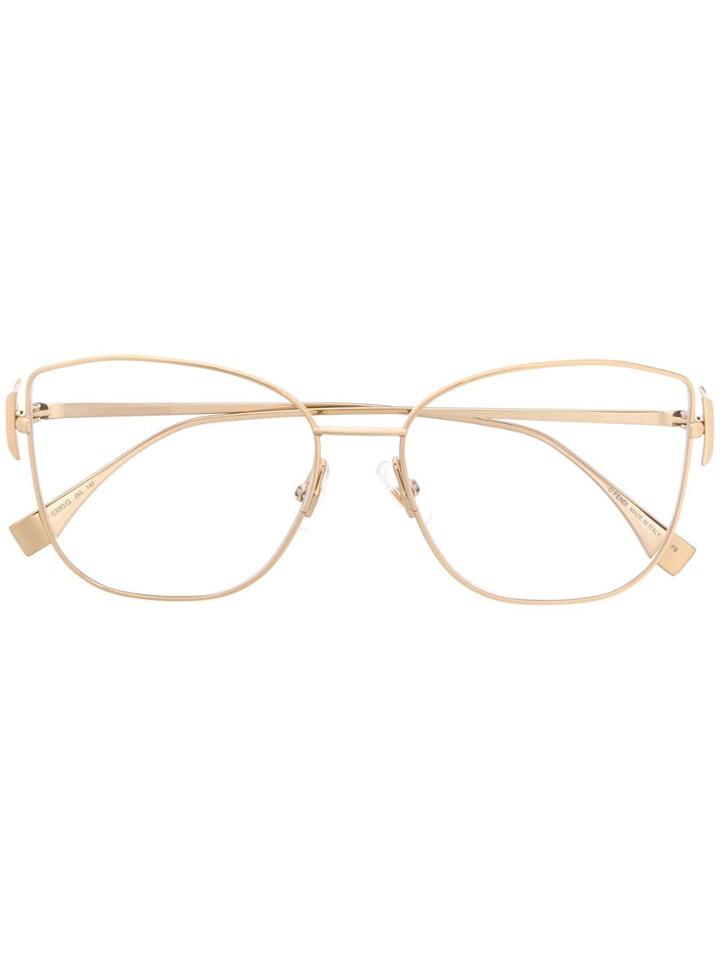 Fendi Eyewear Oversized Frame Glasses - Gold