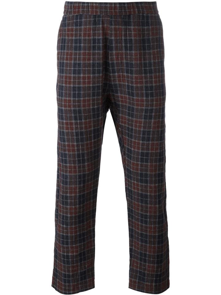 Barena Checked Trousers, Men's, Size: 50, Blue, Cotton/linen/flax