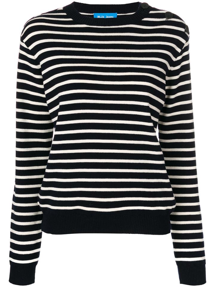 Mih Jeans Vintage Button Breton Jumper - Blue