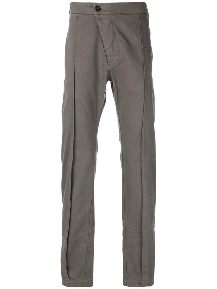 Lost & Found Rooms Diagonal Fly Slim Fit Trousers - Green
