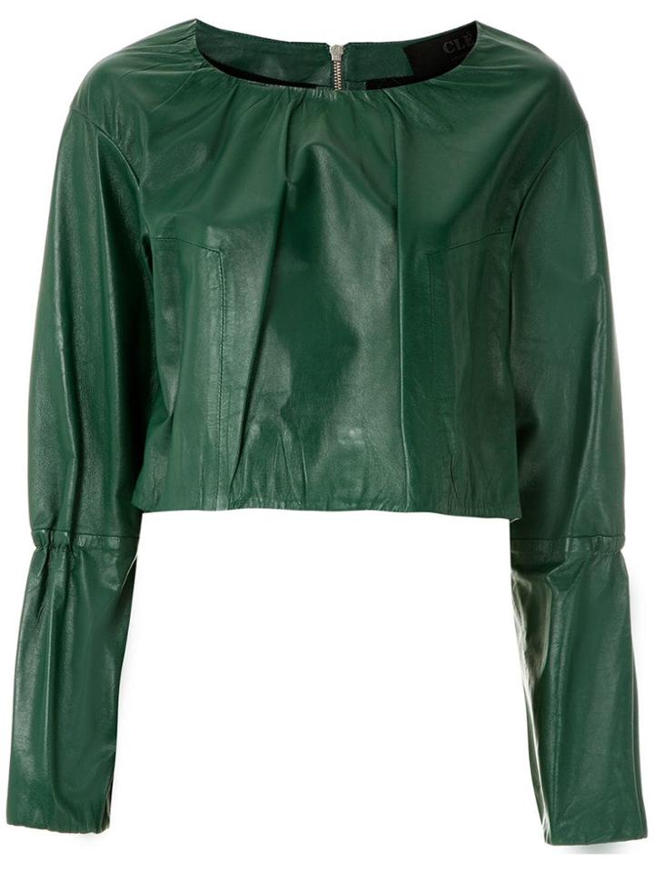 Clé Leather Cropped Top - Green