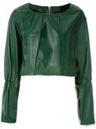 Clé Leather Cropped Top - Green