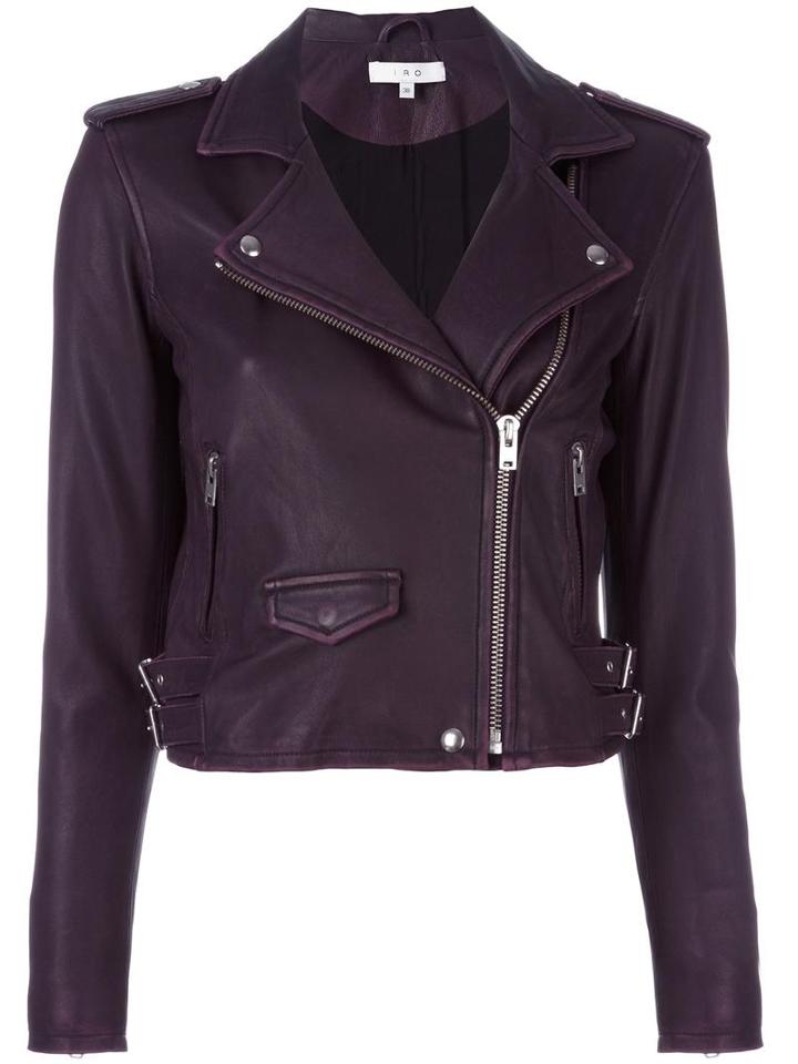 Iro Ashville Leather Biker Jacket, Women's, Size: 36, Pink/purple, Lamb Skin/rayon/polyester