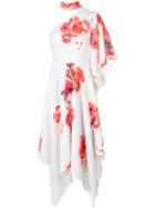 Costarellos Floral One-shoulder Draped Dress - Grey