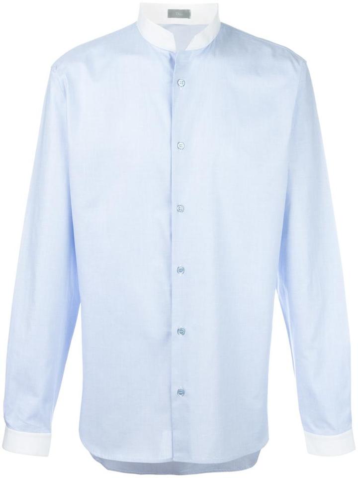 Dior Homme Standing Collar Shirt, Men's, Size: 40, Blue, Cotton