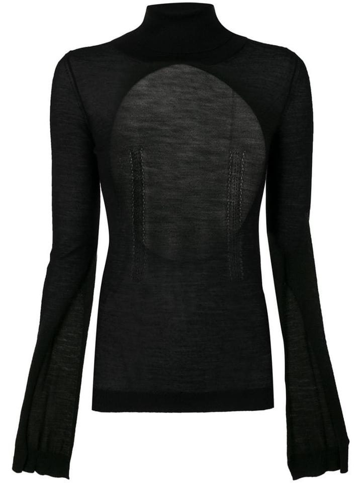 Nº21 Sheer Knit Open Back Top - Black