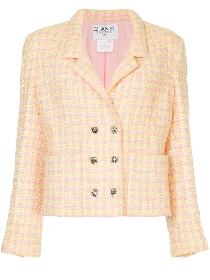 Chanel Pre-owned Plaid Double-breasted Jacket - Yellow