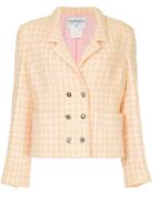 Chanel Pre-owned Plaid Double-breasted Jacket - Yellow