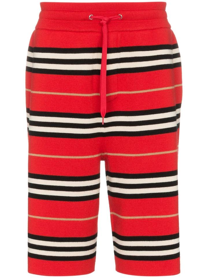 Burberry Striped Knit Shorts - Red
